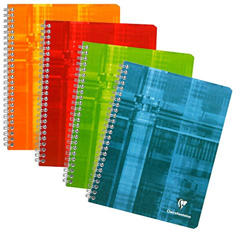 Clairefontaine 68761C Lot de 5 Cahiers à Spirale - 17x22 cm - 180 Pages Grands Carreaux - Papier Blanc 90 g - Couverture Carte Pelliculée - Couleurs Aléatoires