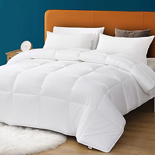 Oaken-Cat Queen Down Alternative Comforter,White Duvet Insert,Cotton Cover