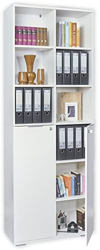 Ordnerschrank abschließbar Aktenschrank B 80,2 cm x H 214,7 cm x T 35 cm Hochschrank 2 TRG. Weiß Büromöbel - Vorratsschrank