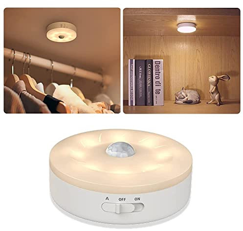 SIBI Licht mit Bewegungsmelder, USB Wiederaufladbar LED Nachtlicht, Überall Aufkleben Bewegungslicht für Treppen, Flur, kleiderschrank, Schrank Beleuchtung, Warmes Weiß 3000K, 1 Pack