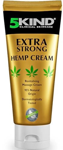 5kind Extra Stark Hanfcreme 100 ml – Hochdosiertes Hanf Gel und Arnikacreme – Wirkt gegen Rückenbeschwerden & Muskelkater, beruhigt Füße, Knie, Nacken, Schultern – Mit natürlichen Extrakten