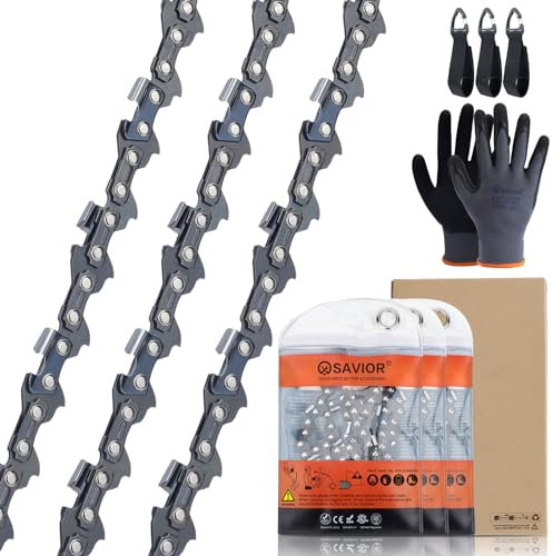 Savior 3 x MS170 Chaîne de tronçonneuse 35 cm 3/8LP 50 Maillons d'Entraînement 1.1 mm, Faible Rebond compatible avec Stihl 3610 000 0050