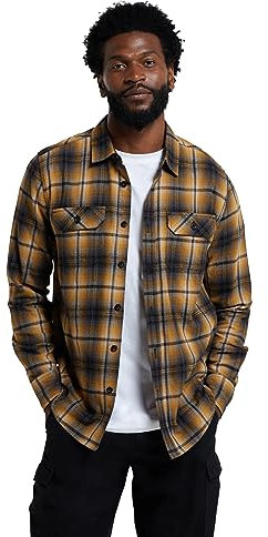 Mountain Warehouse Trace Mens Flannel Long Sleeve Shirt - Lightweight & Breathable Casual Checks Shirt in 100% Cotton with Buttoned Front Pockets - for Travel & Walking Yellow 3XL