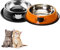 DOMI PRO Cat Bowls 2pc Gray & Black Non-Slip Stainless Steel Cat Bowl Cat Water Bowl Cat Food Bowl Cat Bowls for Kitten (Black+Orange)