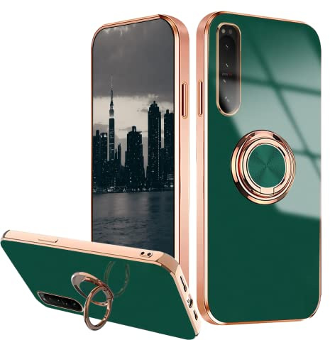 Wousunly für Sony Xperia 5 iii Hülle Silikon TPU | Handyhülle für Sony Xperia 5 iii Stoßfesten Ultra Dünn Überzug Case mit Magnetische Ring(Dunkles nachtgrün)
