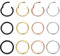 Dochais 12 Stück Nasenring Edelstahl Nasenringe Nasenpiercing Hoop Nose Ring Conch Septum Helix Tragus Daith Piercings Ring Piercing ohr Set für Damen Männer Silber Gold Schwarz Roségold 7mm 8mm 9mm