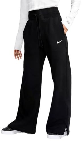 Nike Femme W Nsw Phnx Flc Hr Wide Pants, Black/Sail, L EU