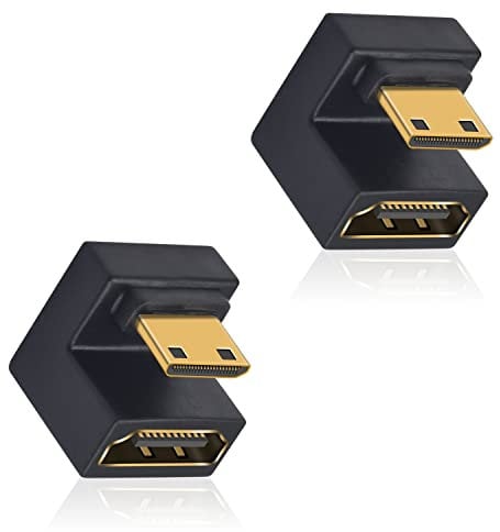 Duttek U Shape HDMI to 8K Mini HDMI Adapter (2 Stück), Down Angle Mini HDMI Stecker auf HDMI Buchse Extender, unterstützt 8K@60Hz, 48Gbps für Camera/Laptop/Tablet/HDTV/Projektor