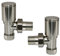 NRG Manual Valves Angled Round Head Satin Nickel Towel Rail Designer Radiator Valves One Pair