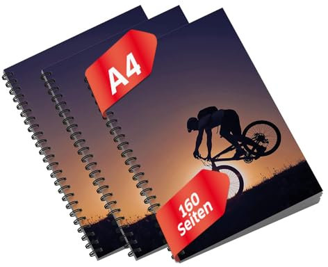 Primus Print Spiral-Notizblock Schreibblock Design-Block Collegeblock - A4 - kariert - 80 Blatt / 160 Seiten - Schule - Büro - Kinder (3, Mountainbike)