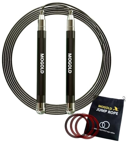 Mogold Springseil erwachsene fitness, längenverstellbar, Silikonhülle, Metallgriff mit 4 Geschwindigkeitsseilkabeln für Fitness, Zuhause, Workout