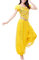 Inlefen Frauen Bauchtanz Indischer Tanz Aufführung Chiffon-Röcke Glänzend Bauchtanz Anzüge Halloween Karneval Tanzen Performance-Kleidung Gelb (160-175cm,45-70kg)