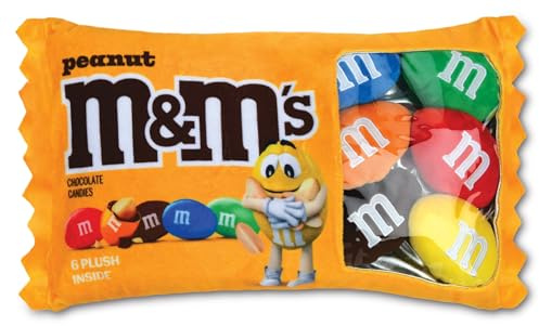 iscream Peanut M&M's Kissen-Set aus bedrucktem Plüsch-Fleece, 7-teilig | Offizielles Lizenzprodukt, bunt und hell, inklusive 6 Mini-Kissen in M&M-Form, Reißverschluss, Sichtfenster, 40,6 x 30,5 cm
