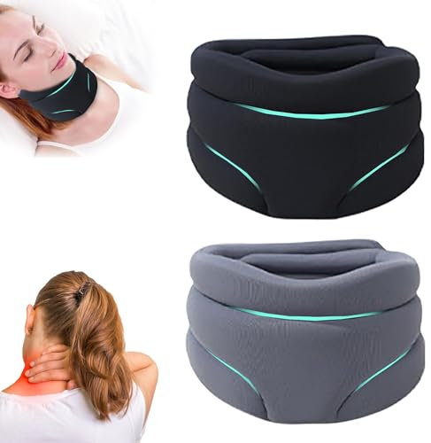 Nackenstütze, Halskrause Mensch, Neuleben Snooze Nackenstütze gegen Schnarchen, Schlafhilfe Nackenstütze, Neck Support Sleep Good Nackenkissen Nackenbuckel Weg Witwenbuckel Korrektur(Grau+Schwarz)