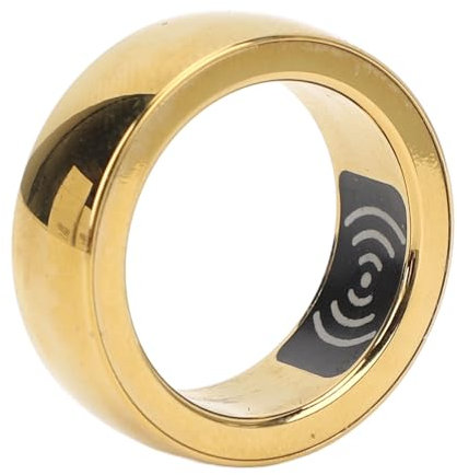 Smart Ring für Android für IP68 Wasserdichter Bluetooth Fitnessring mit APP für Männer und Frauen, Kompakter Gesundheits Tracker mit LED Atemlicht (Gold)