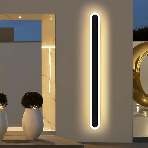 Mikeru 100CM Modern Outdoor Rainproof LED Wall Sconce, 35W Long LED Outside Light 3000k/4500k/6000k Wall Mounted Acrylic Wall Lights for Proch, Balcony, Garden Decorative Lighting