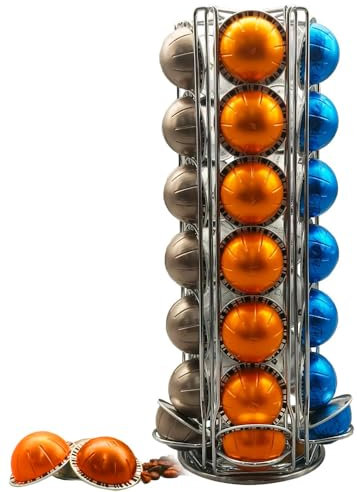 Wrobic Vertuo Pod Holder Carousel Stand for 35 Nespresso Vertuo Capsule Storage Organizer with Extra Space for Coffee Mate Silent Rolling