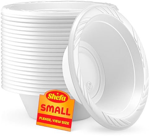 Shefa 800 White Bowls - Bowls for Soup, Reusable & Washable, Heavy Duty Dinnerware - Ideal Set for Birthday, Parties, Camping, Catering 5 oz…