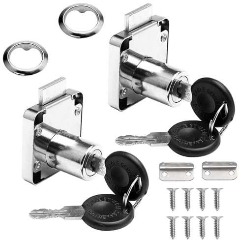DAWRIS 2 Pack Furniture Lock Cylinder Zinc Alloy Cam Lock Security Drawer Locks with 4 Keys for Door Cabinet Mailbox Drawer Cupboard Household Office