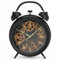 MIJOMA Vintage-Wanduhr im Industrial Steampunk Design – große Retro-Tischuhr mit sichtbarem Zahnrad-Mechanismus – Batteriebetrieben – 38 x 29 cm (schwarz/Gold)
