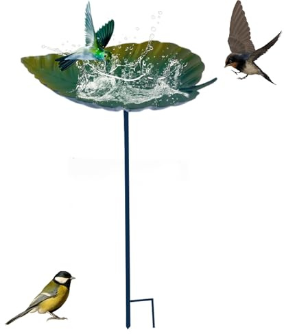 2-in-1 Vogeltränke & Futterstation, Vogeltränke Stehend Garten mit 83 cm Ständer, Vogeltränke frostsicher, Vogelbad Garten Stehend, Futterspender für Vögel, Vogeltränke Winterfest