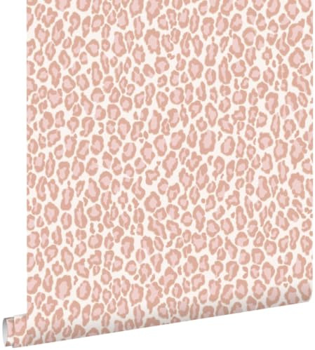 papier peint peau de léopard rose pêche 53 cm x 10.05 m - ESTAhome