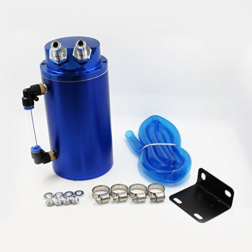 M MODAUTO Depósito Aceite de Coche, Decantador de Aceite, Captura de Aceite de Motor, Aluminio Pulido, Redondo, Modelo E080BL, Color Azul