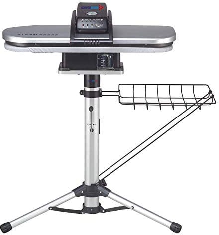 Speedypress, Pressa da stiro a vapore con supporto telescopico regolabile in altezza, 64 cm x 27 cm, 1400 Watt (+ copertura di ricambio e schiuma, colore argento, PSP202S