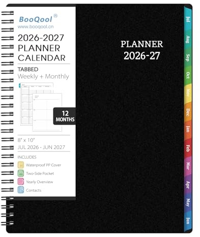 Planner 2026-2027 - Academic Planner 2026-2027 Weekly and Monthly from Jul. 2026 - Jun. 2027, 8 x 10, Wirebound, 12 Monthly Tabs, Flexible PP Cover, Suitable for School & Office, Enterprise