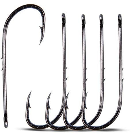 Baitholder Fishing Hooks,100pcs Barbed Shank Beak Long Shank Hooks High Carbon Steel Baith Holder Hook with 2 Barbs Bait Keep Jig Fish Hooks for Saltwater Freshwater Fishing (5/0-100pcs)