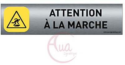 AUA SIGNALETIQUE - Plaque de porte Aluminium brossé imprimé AluSign - 200x50 mm - Double Face adhésif au dos (attention à la marche)