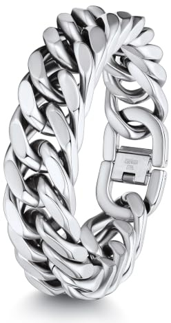 ChainsHouse Herren Armband Edelstahl Männerschmuck Geschenk für Männer | Hip Hop Panzerarmband wasserdicht, 8/12/17mm, 19/21/23cm, Silber Schwarz Gold, Geschenkbox für Valentinstag & Geburtstag