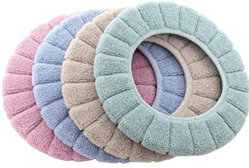 Guador WC-Sitzwärmer, 4 Stück Toilettensitzbezug Waschbar WC-Sitzbezug Badezimmer Toilet Seat Cover Kürbisform Wärmer WC Sitzbezüge Eingebauten Kunststoffring Heraus WC Zubehör(Vier Farben)