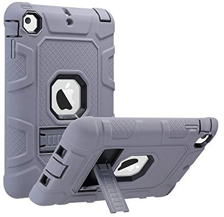 ULAK iPad Mini 1/2/3 case, [Armor series] 3 in 1 Heavy Duty Shockproof Protective Cover with Kickstand Soft Silicone + Hard PC Case Cover for Apple iPad Mini 1/2 / Mini 3 - Grey