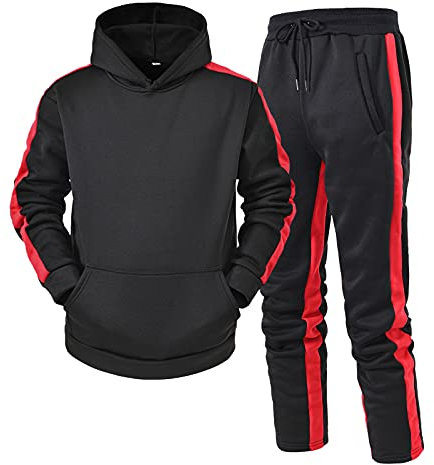 Xmiral Felpa Tute Tuta da Uomo, Adulto Sport Felpe Abbigliamento Allenamento Abito Sportivo Sportivo Maglione Pantaloni Tuta sportiva Uomo Autunno Inverno Tempo libero Splice (L,3nero)