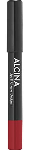 ALCINA Lips & Cheeks Designer red - Hochpigmentierte Farbe mit samtig-matten Finish - 2-in-1 Stift: Lippenstift und Rouge in einem
