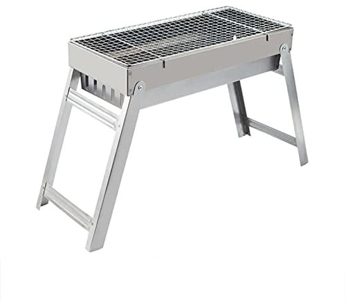 SXTYMV Camp Stoves tragbares Camping-Kochgeschirr, Grillöfen mit Grill, faltbar, tragbar, für den Außenbereich, Anthrazit, Silber, 58 x 20 x 40 cm