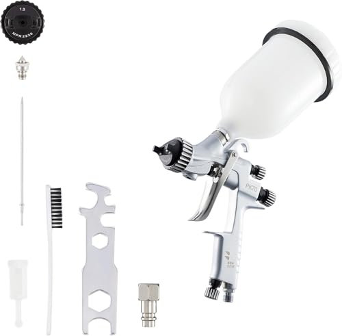 BenBow Farbspritzpistole mit Düsen-Set 1,3 + 2,0 mm - PK70 MP - Spritzpistole Kit mit 600 ml Plastikbecher