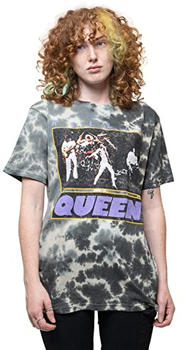 Queen T Shirt Killer Band Logo Official Unisex Dye Wash Grey