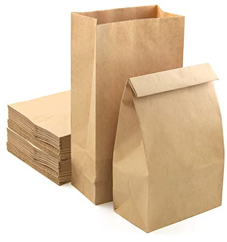 PACKRA - 25 stk Papiertüten Braun 14 x 26 x 7cm, Geschenktüten Klein, Verpackungstüten, Butterbrottüten zum Süßigkeiten, Bonbons, Adventskalender (25pc, 14cm x 26cm x 7cm)