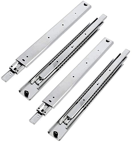 GTV H53 Schubladenschienen Vollauszüge Schubladenauszüge - 53.9 x 650 mm - 2 mm Starken Verzinkt Stahl - Rollenauszug Teleskopschiene Kugelführung - Schienensystem Belastbar bis 100 Kg 2 Set= 4 Stück