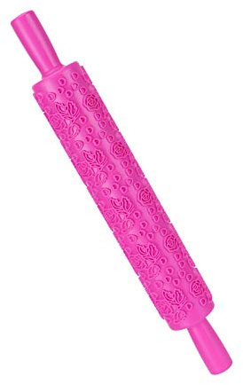 MOUMOUTEN Mattarello - Set di spilli per noodle in rilievo Kit antiaderente testurizzato con motivi di design per cuocere biscotti, pizza e pasticceria (Rosa)