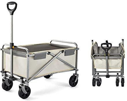 XAMIO Bollerwagen Faltbar Mit Rädern,Zusammenklappbarer Wagen Transportieren Handwagen Mit Handgriff, Für Lebensmittelladen Garten Werkzeug Camping Trolley (Color : Weiß)