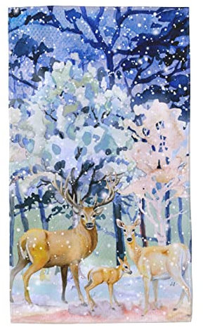 Handtücher mit Tiermotiv, Hirschmotiv, 2er-Set, weiches Handtuch, Gesichtshandtuch, Badezimmer, Küche, Geschirrtücher, 69,8 x 40,6 cm