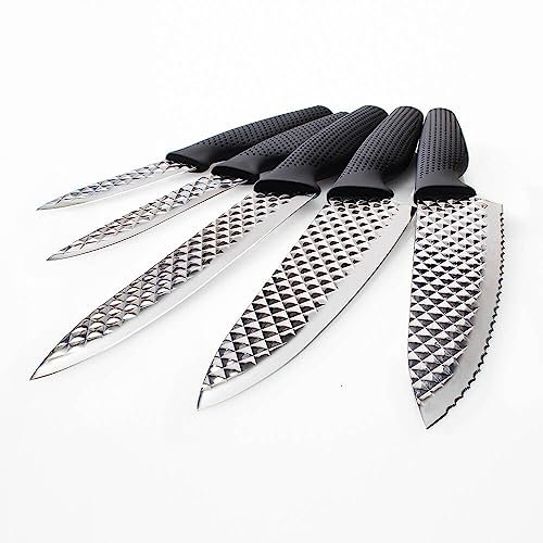 MYBO TV HARRY BLACKSTONE AIR BLADE - Set de 5 Couteaux de Cuisine - Lame ultra-tranchante antiadhésive - Découpe parfaite - Manche Ergonomique et Antidérapant