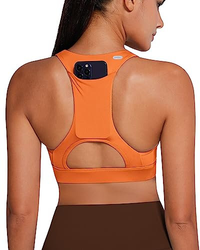 QUEENIEKE Damen Medium Support Riemchen Zurück Energy Sport BH Baumwolle Gefühl(Fluoreszierendes Orange, XL)