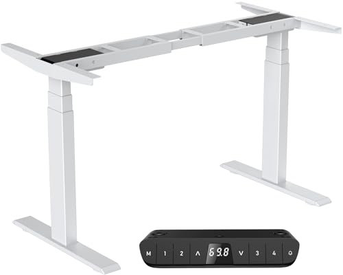 DeHong Höhenverstellbarer Schreibtisch Gestell mit 2 Motoren,Tischgestell Höhenverstellbar 3-Stufige Sowie Auch, Memory-Steuerung und Softstart/-Stop-Funktion, USB Typ-A/Typ-C (Weiß)