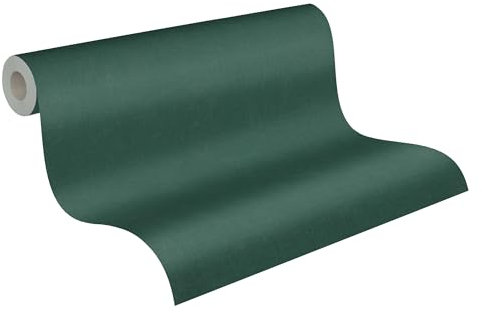 A.S. Création Casual Living 393395 Papier peint intissé uni pour chambre à coucher 10,05 m x 0,53 m Fabriqué en Allemagne Vert foncé