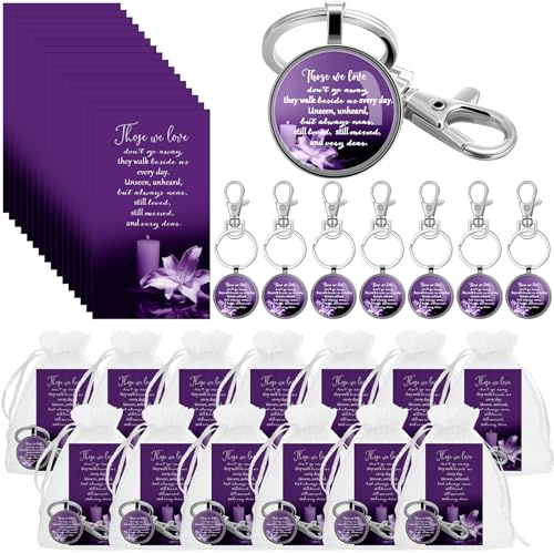 Junkin Beerdigungsgeschenke, Gedenk-Schlüsselanhänger, Gebetskarten, Lila