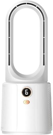Ventilateur Tour Sans Pales - Ventilateur de Table Silencieux à 6 Vitesses | Ventilateur de Refroidissement de Bureau Rechargeable avec Veilleuse pour Chambre à Coucher, Voyage, Appartement